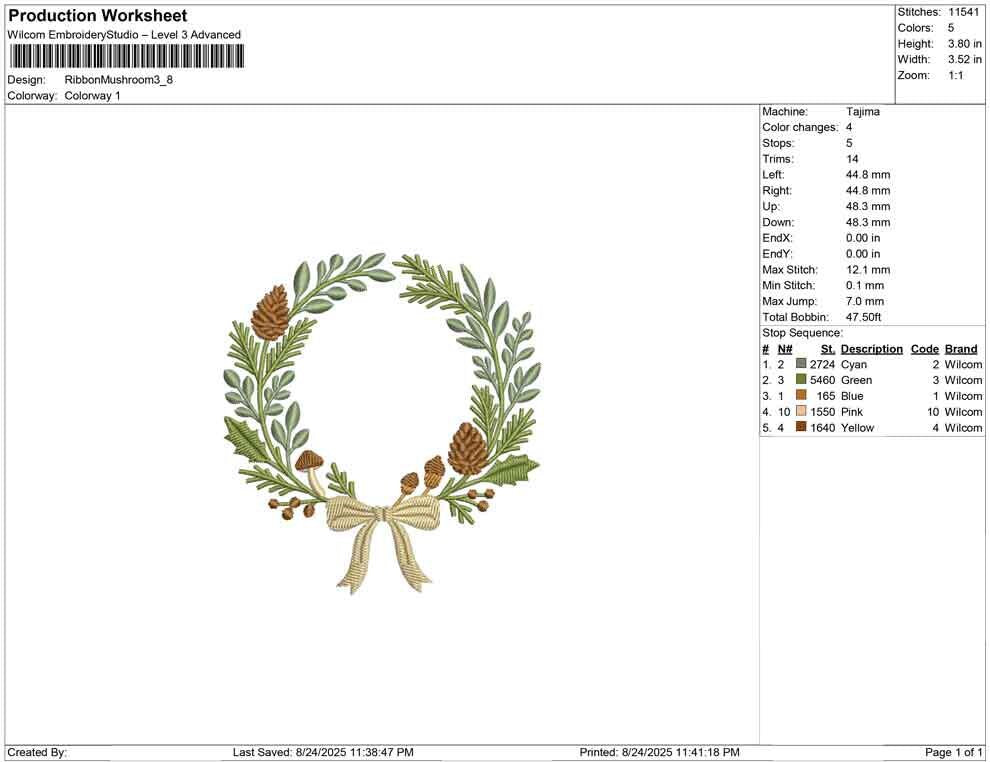 Winter Pine Wreath Embroidery Frame Designs: Ribbon & Pinecones Machine Embroidery File (Digital Download)