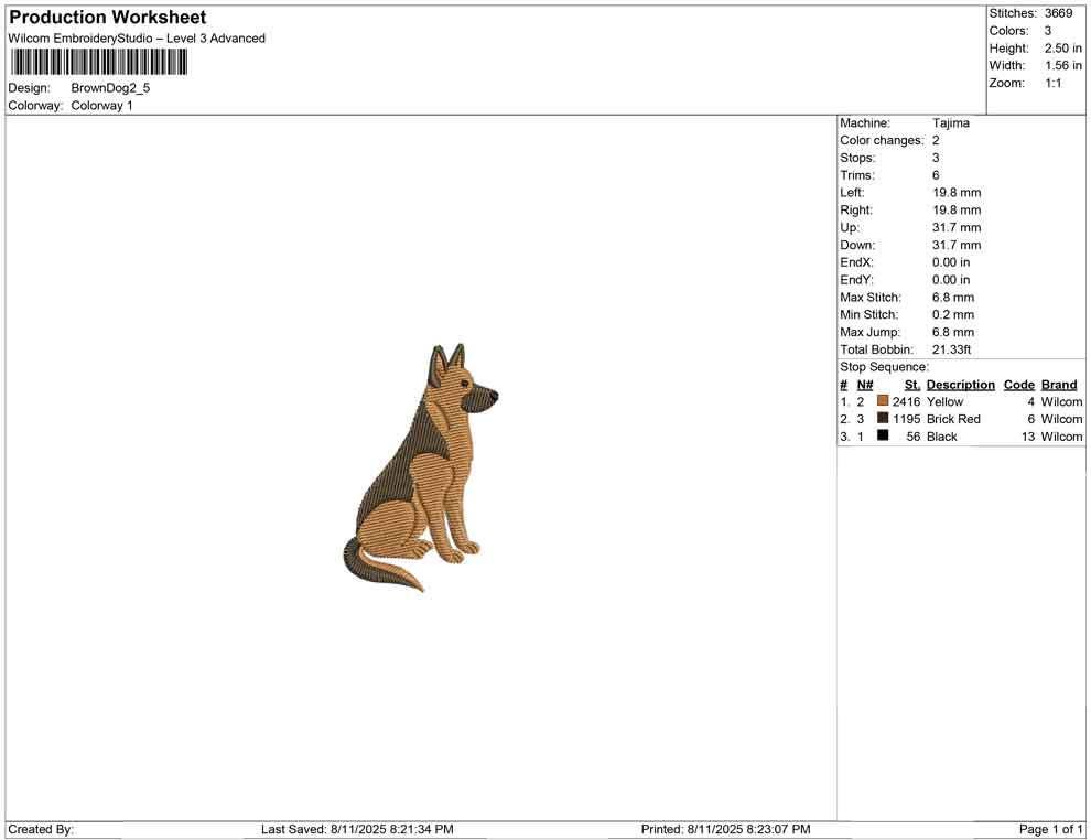 German Shepherd Embroidery Design: Dog Lover Gift (Digital Download)