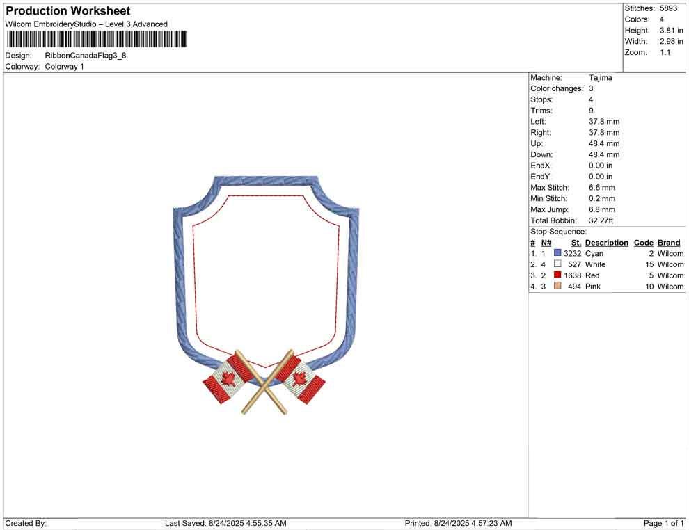 Canadian Flag Frame Embroidery Design: Crest Monogram (Digital Download)