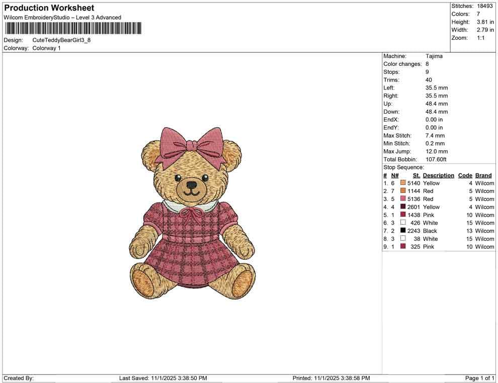 Teddy Bear Embroidery Designs: Cute Bear Embroidery Machine File for Kids Embroidery Design (Digital Download)