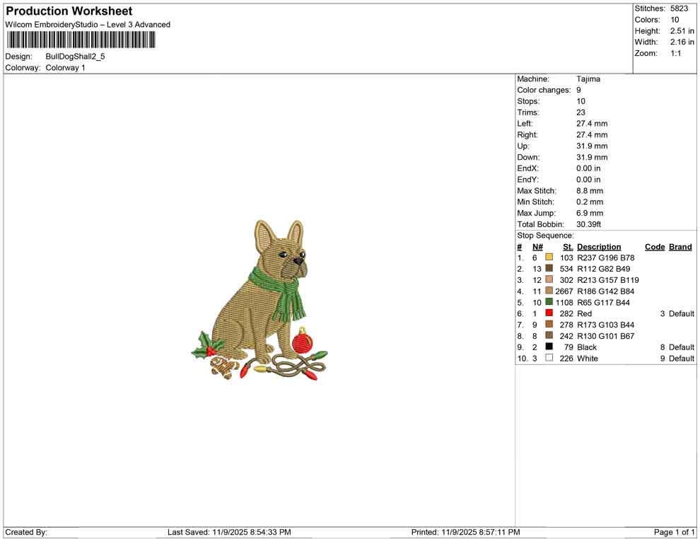 Bulldog Embroidery Designs: Christmas Embroidery Design Christmas Lights, Scarf on Dog Machine Embroidery File (Digital Download)