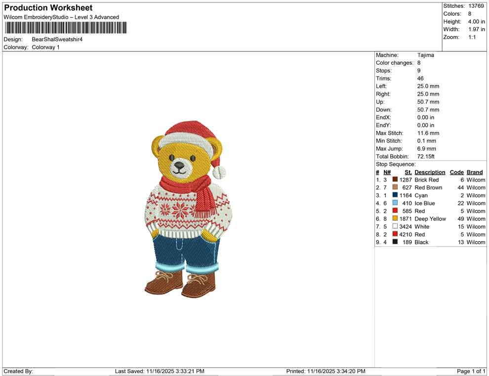 Teddy Bear Embroidery Designs: Cute Bear with Sweater Embroidery Machine File for Christmas Embroidery Design (Digital Download)
