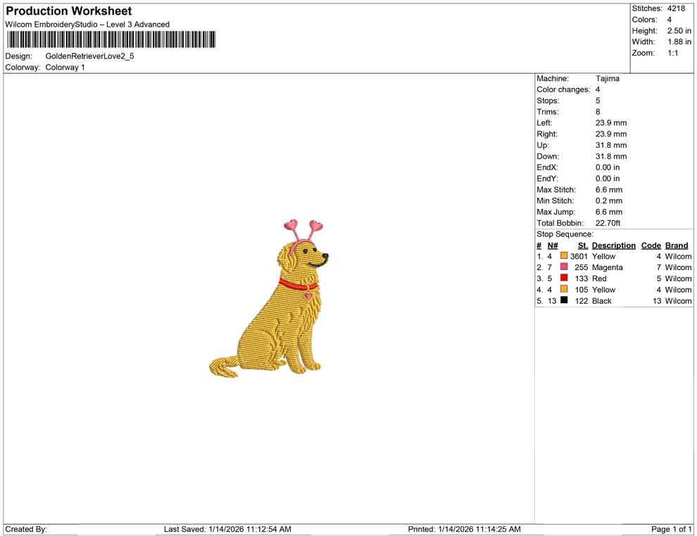 Golden Retriever Dog Embroidery Designs: Valentine's Doggy Machine Embroidery File Golden Dog Mini Embroidery Files (Digital Download)