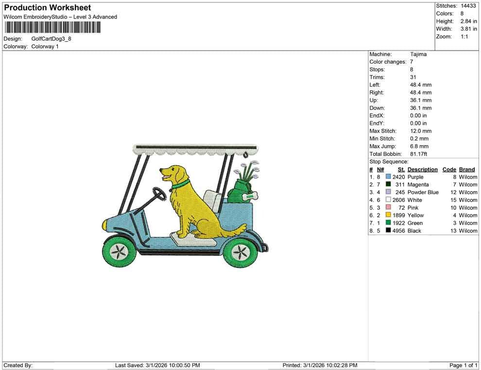Golden Retriever Embroidery Designs: Dog And Golf Cart Machine Embroidery File Dog Embroidery File (DST, PES, JEF, More) Digital Download