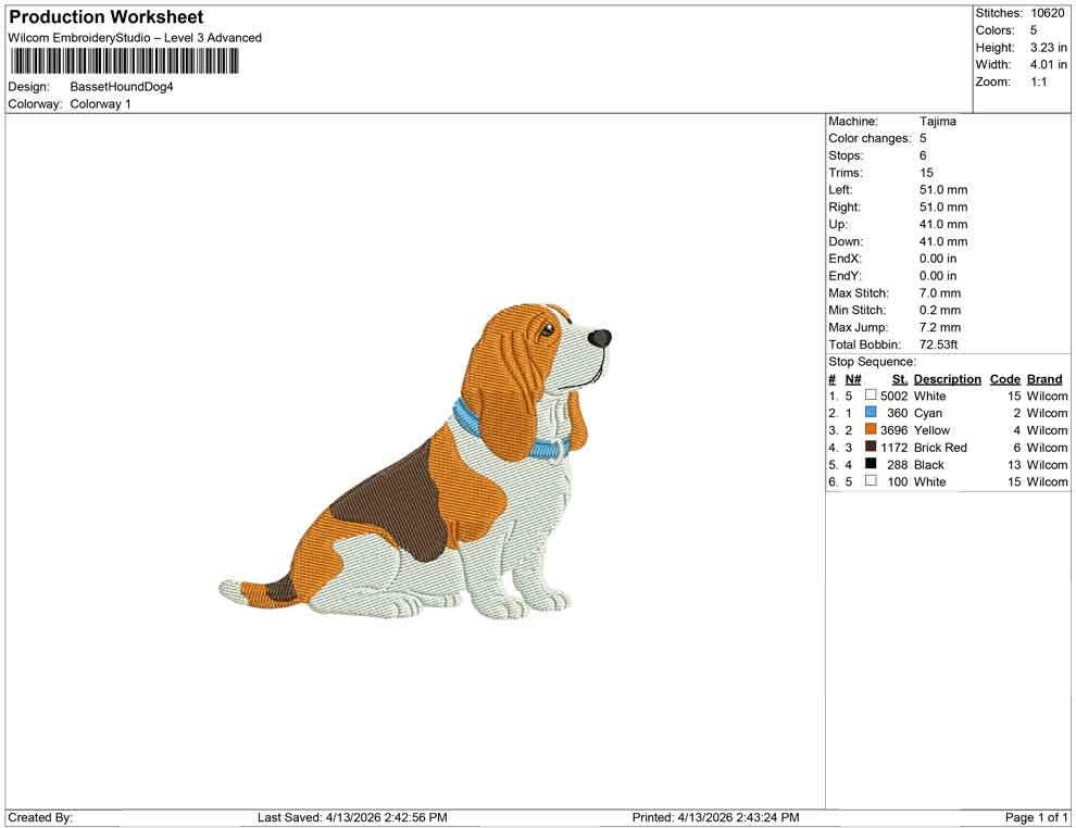 Basset Hound Embroidery Design: Dog with Collar Machine Embroidery File Dog Embroidery File (DST, PES, JEF, More) Digital Download
