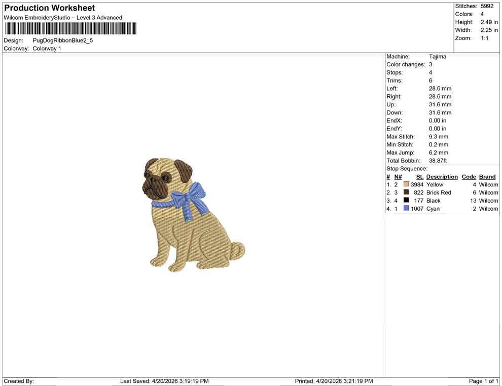 Pug Embroidery Design: Dog with Bow Machine Embroidery File Dog Embroidery File (DST, PES, JEF, More) Digital Download