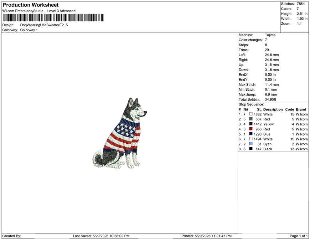 Patriotic Husky Embroidery Designs: Sweater Dog Machine Embroidery File 4th of July Puppy Embroidery File (DST, PES, JEF+) Digital