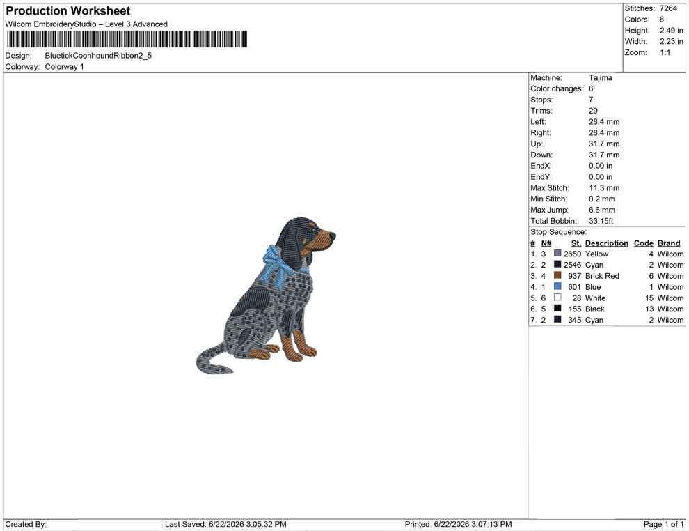 Bluetick Coonhound Embroidery Designs: Dog with Bow Machine Embroidery File Dog Embroidery File (DST, PES, JEF, More) Digital Download