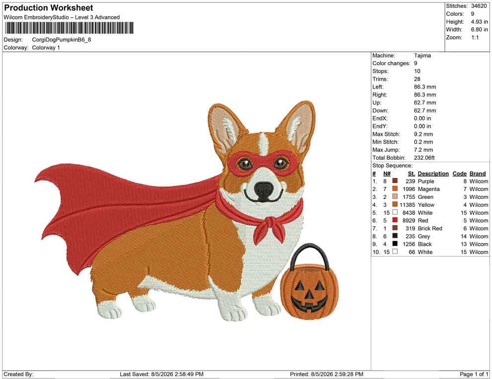 Halloween Corgi Embroidery Designs: Superhero Corgi Dog Embroidery Design Files (Digital Download) PES DST EXP+ Instant Download