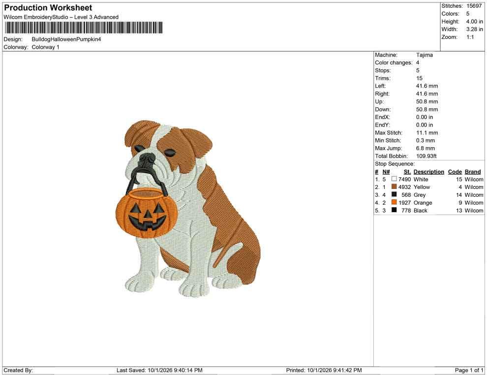 Bulldog Embroidery Design: Halloween Treat Bucket Bulldog Machine Embroidery Files PES JEF DST+ (Digital Download)