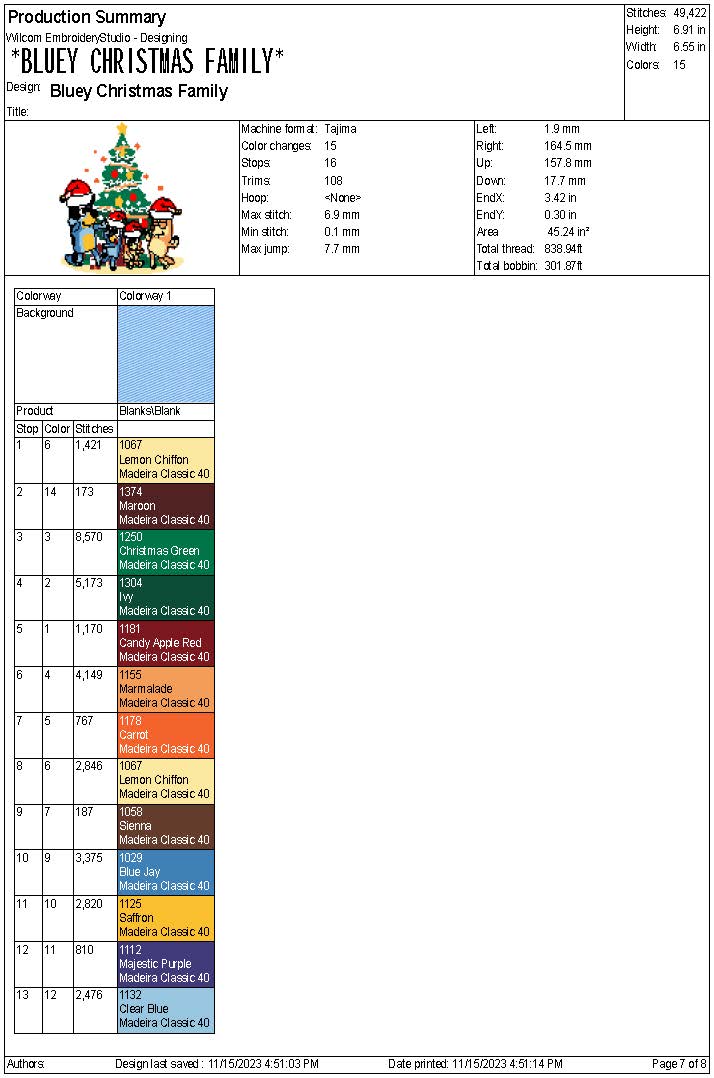 Blue Dog Family Christmas Machine Embroidery File | 4 Sizes