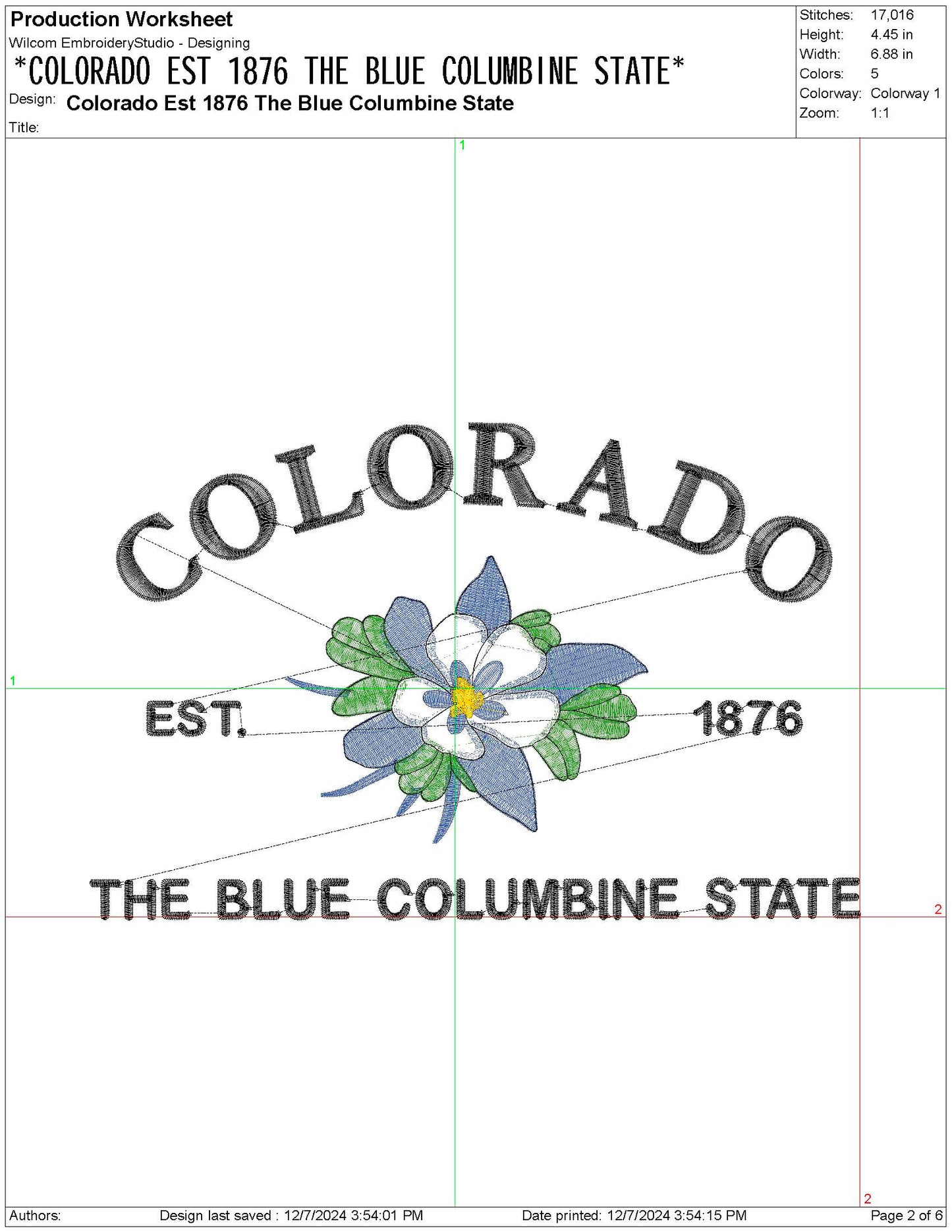 Colorado State Machine Embroidery File | 6 Sizes