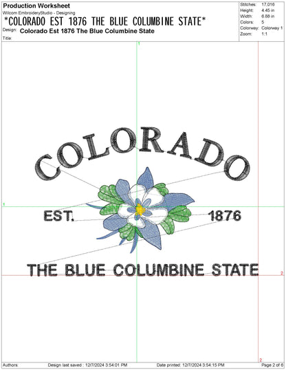 Colorado State Machine Embroidery File | 6 Sizes