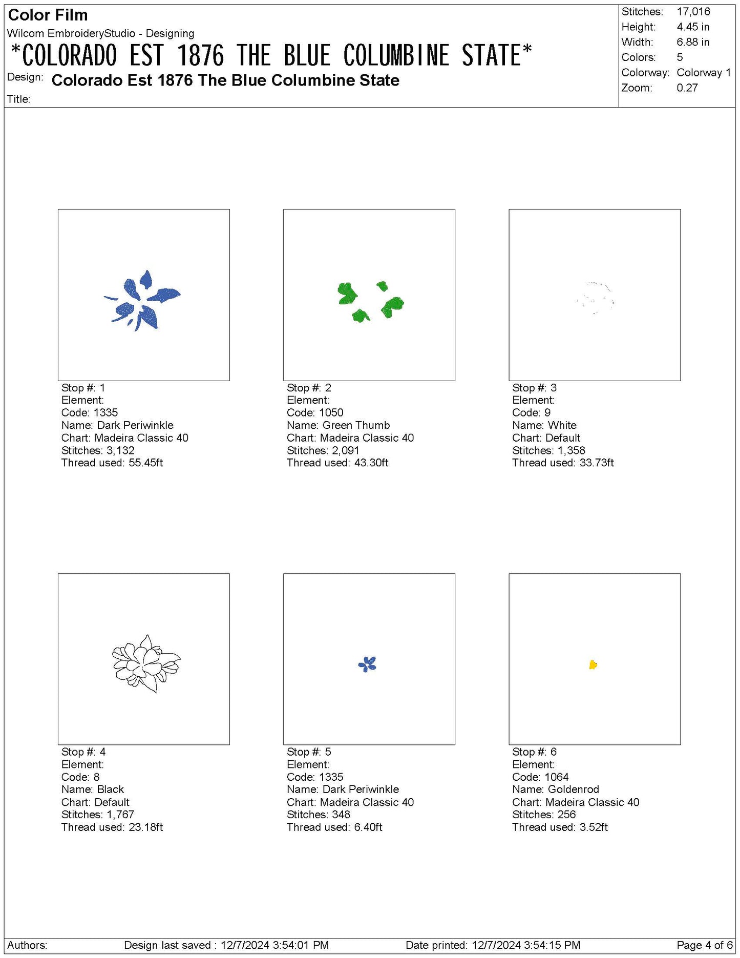 Colorado State Machine Embroidery File | 6 Sizes