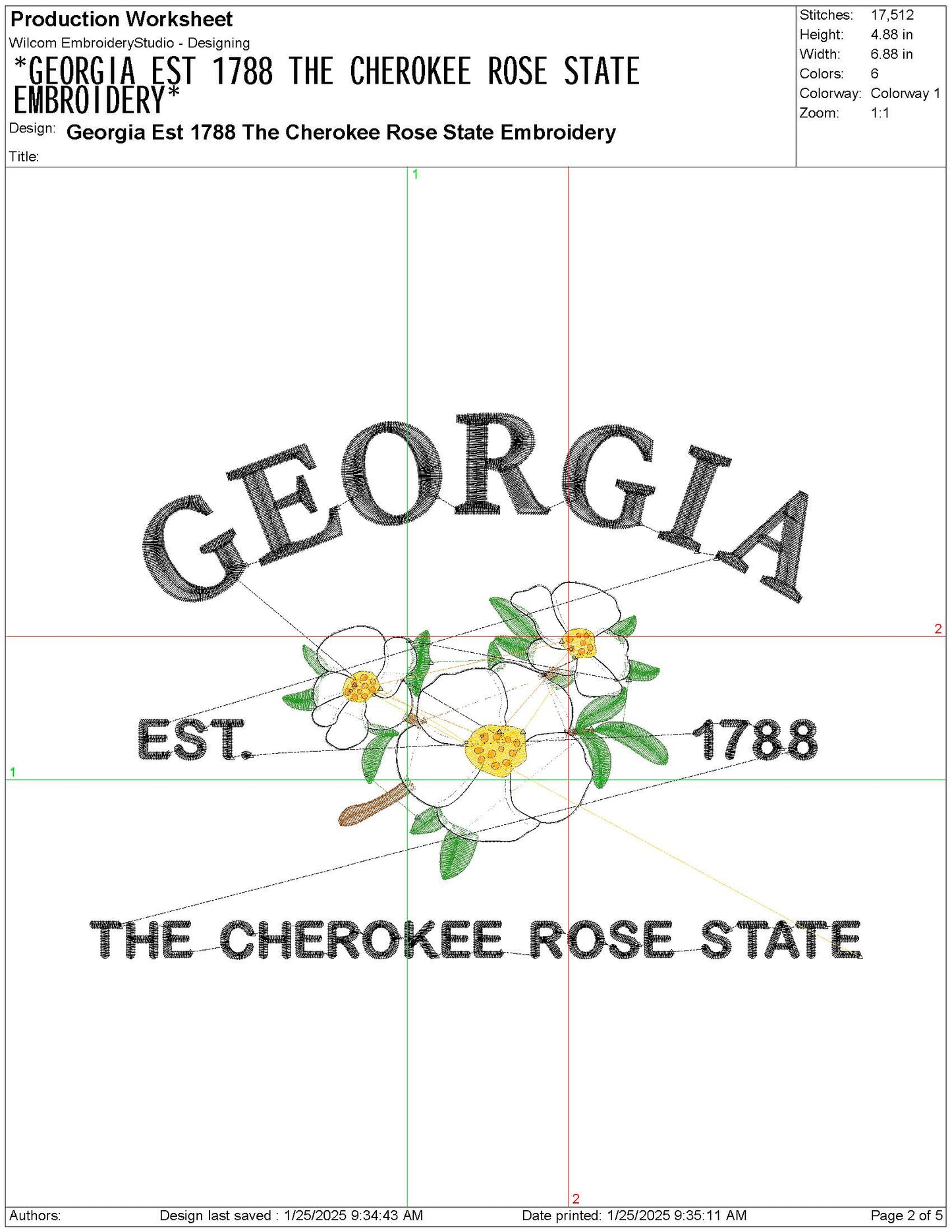 Georgia State Machine Embroidery File | 6 Sizes