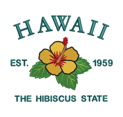 Hawaii State Machine Embroidery File | 6 Sizes