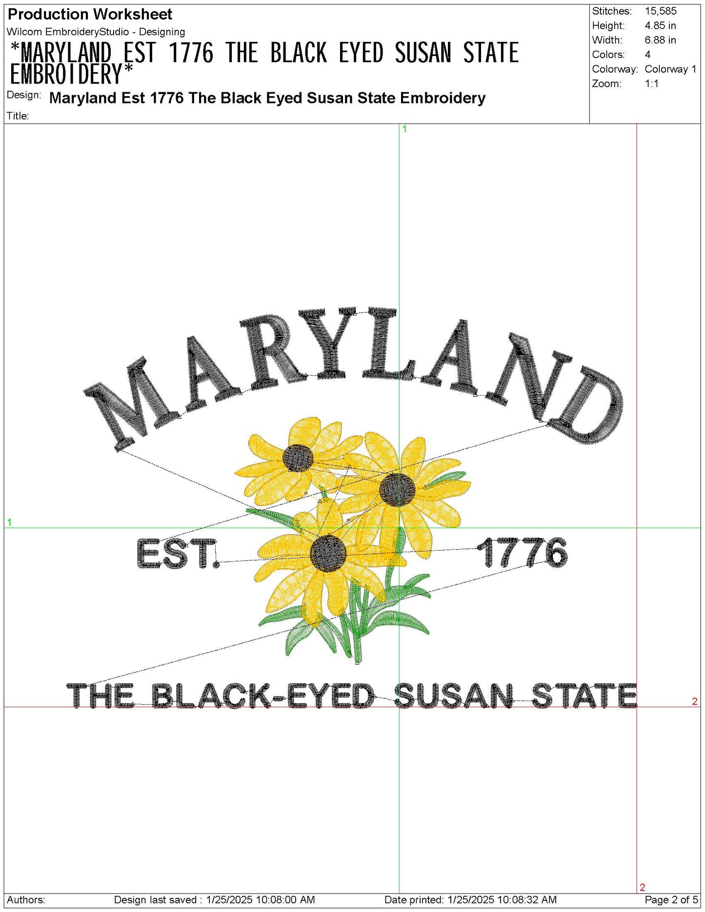 Maryland State Machine Embroidery File | 6 Sizes