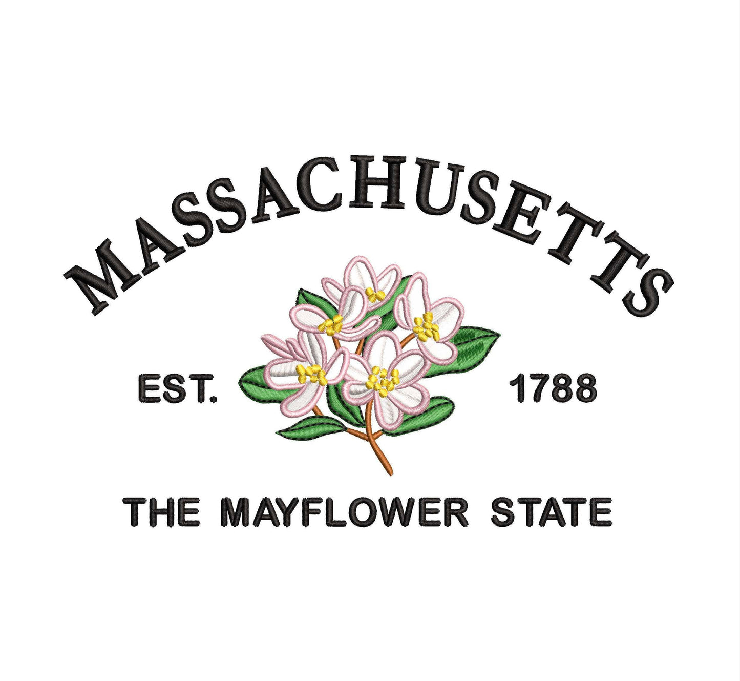 Massachusetts State Machine Embroidery File | 6 Sizes