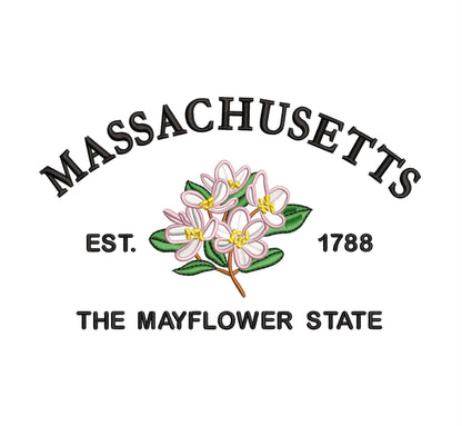Massachusetts State Machine Embroidery File | 6 Sizes