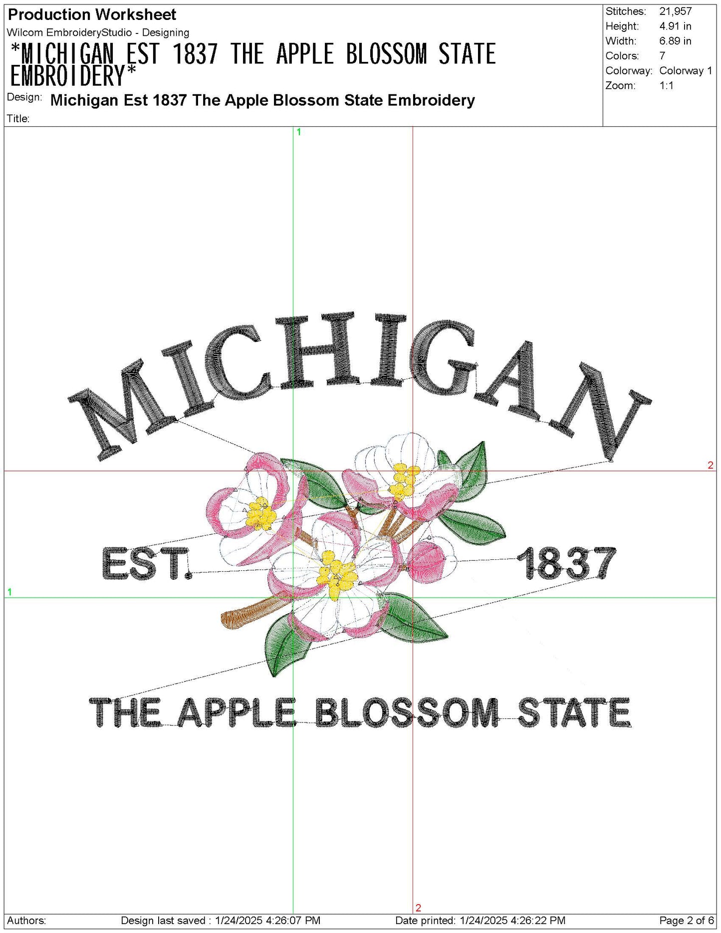 Michigan State Machine Embroidery File | 6 Sizes