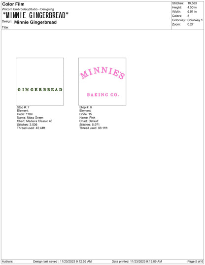 Mouse Gingerbread Baking Co. Christmas Machine Embroidery File | 4 Sizes