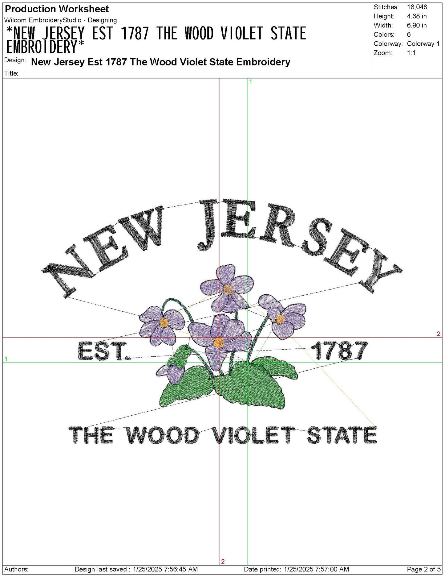 New Jersey State Machine Embroidery File | 6 Sizes