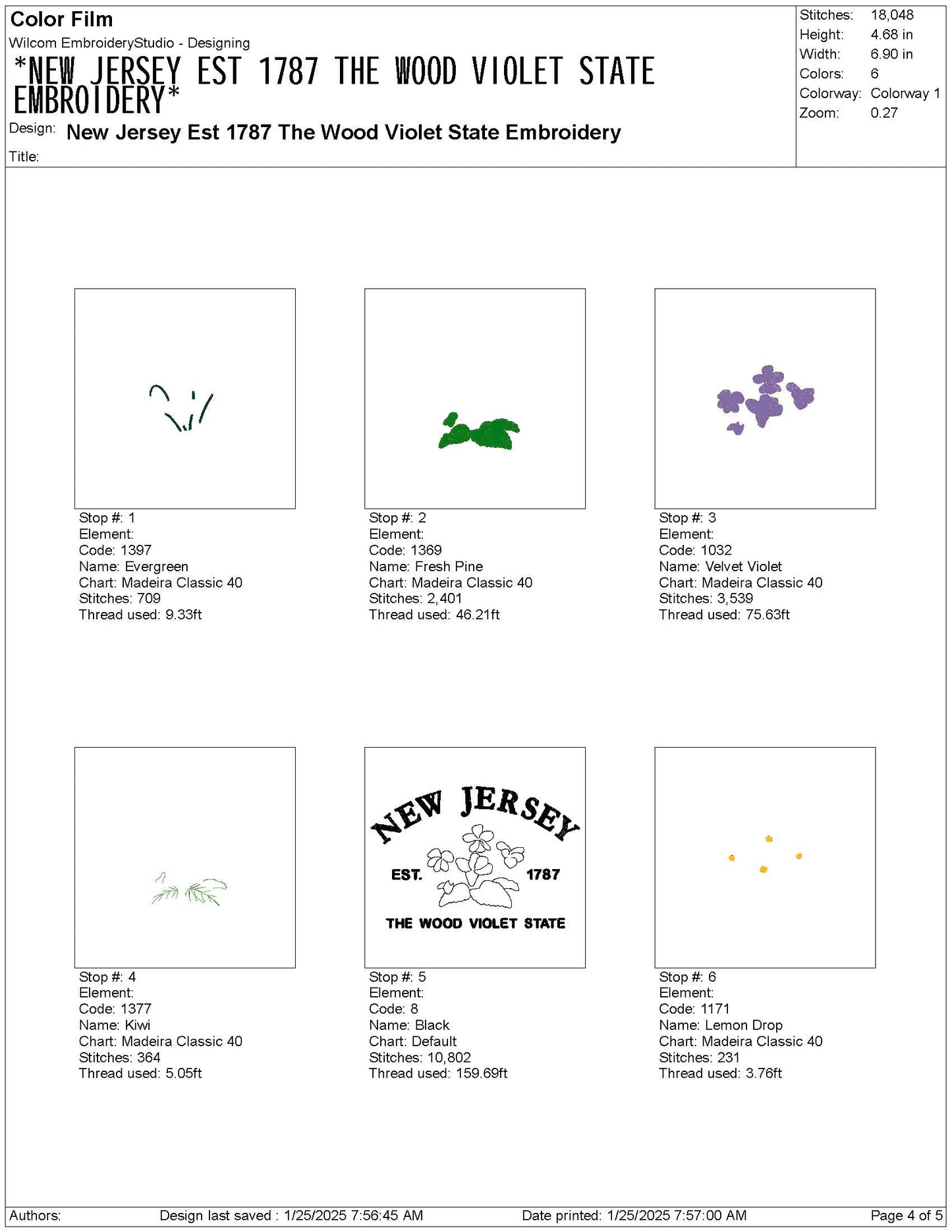 New Jersey State Machine Embroidery File | 6 Sizes