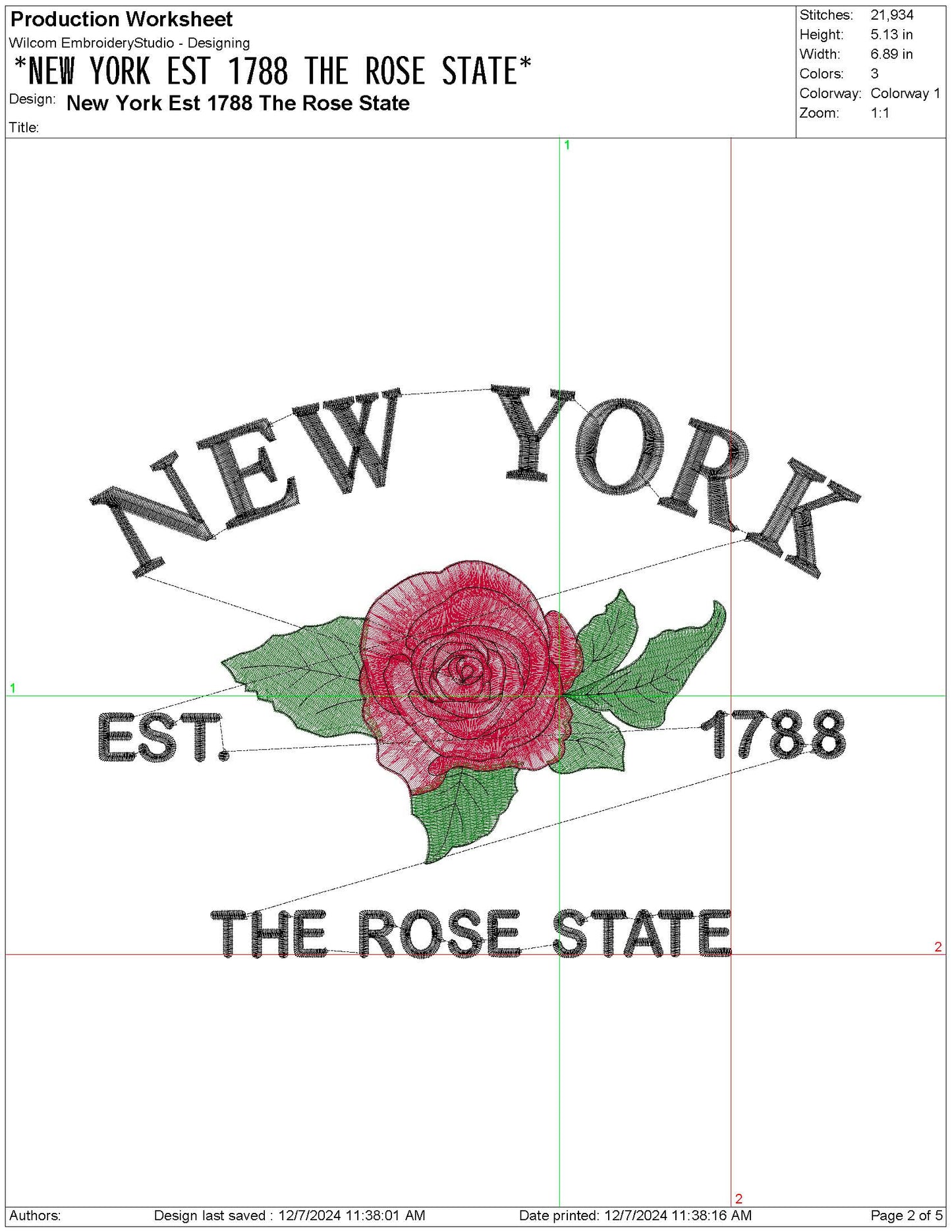 New York State Machine Embroidery File | 6 Sizes