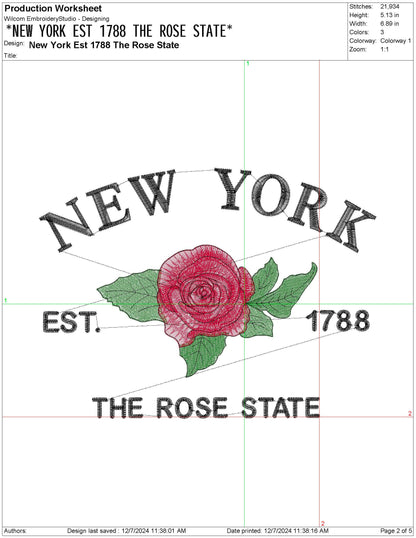 New York State Machine Embroidery File | 6 Sizes