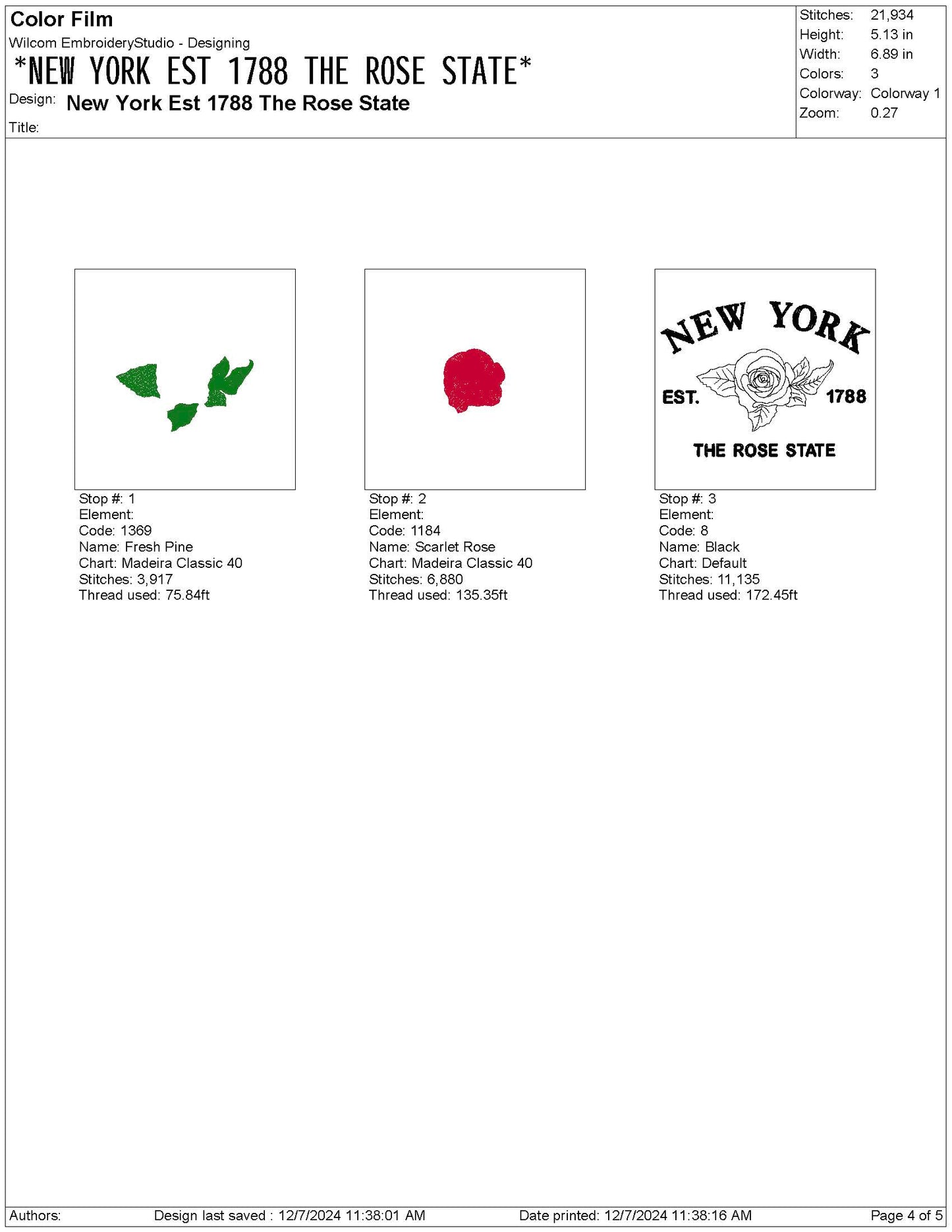 New York State Machine Embroidery File | 6 Sizes