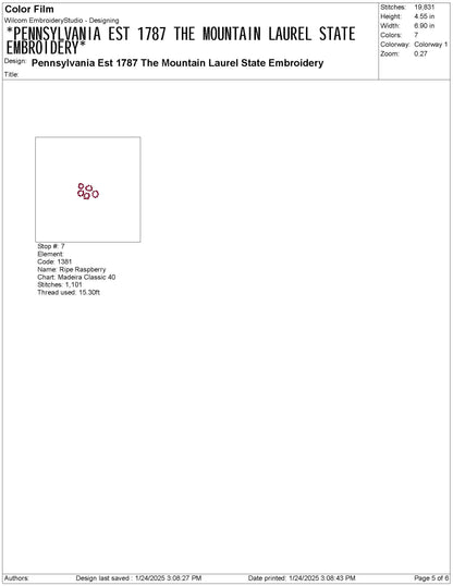 Pennsylvania State Machine Embroidery File | 6 Sizes