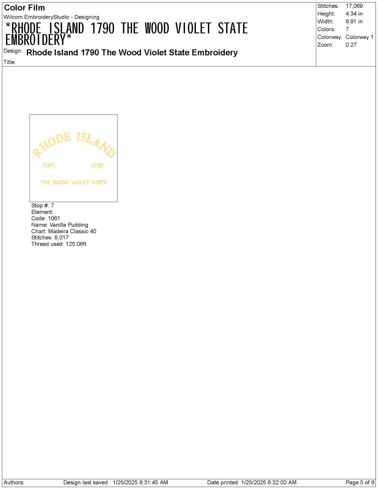 Rhode Island State Machine Embroidery File | 6 Sizes