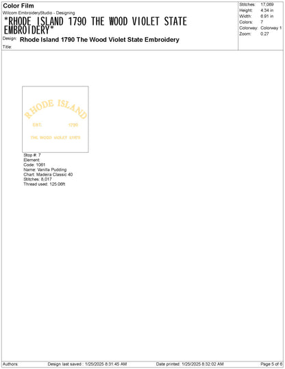 Rhode Island State Machine Embroidery File | 6 Sizes