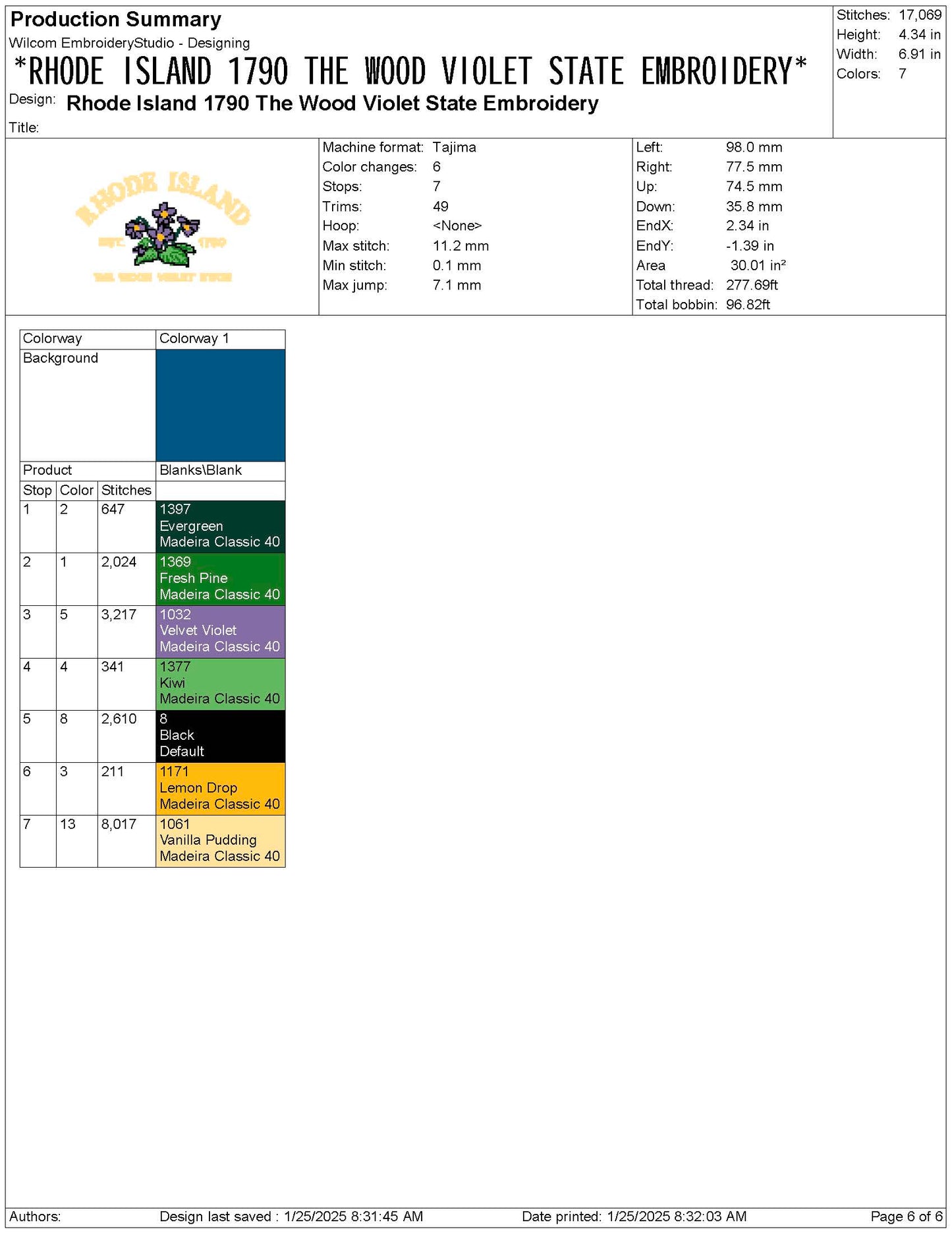 Rhode Island State Machine Embroidery File | 6 Sizes