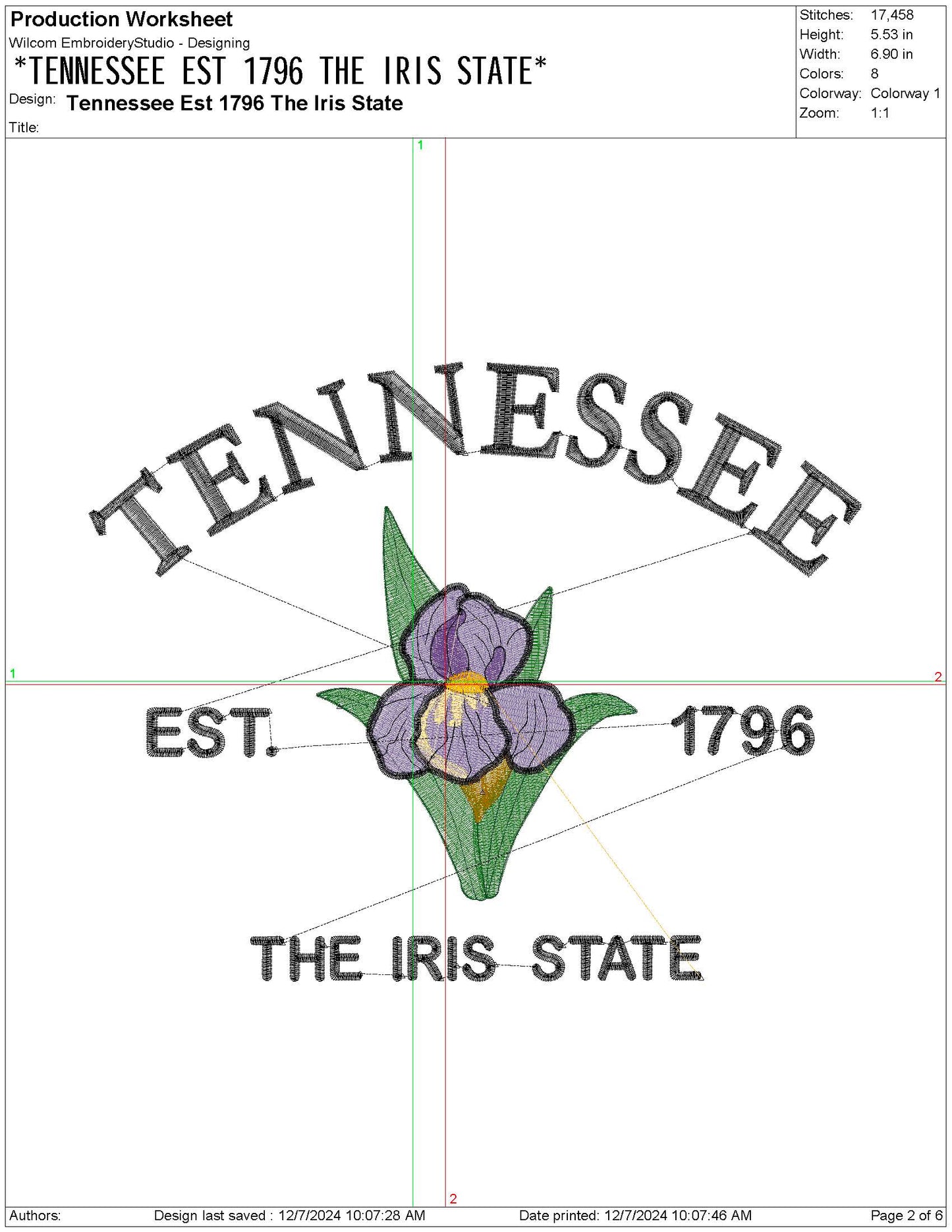Tennessee State Machine Embroidery File | 6 Sizes