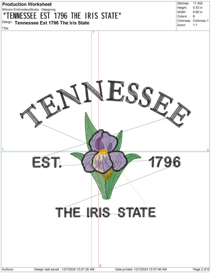 Tennessee State Machine Embroidery File | 6 Sizes