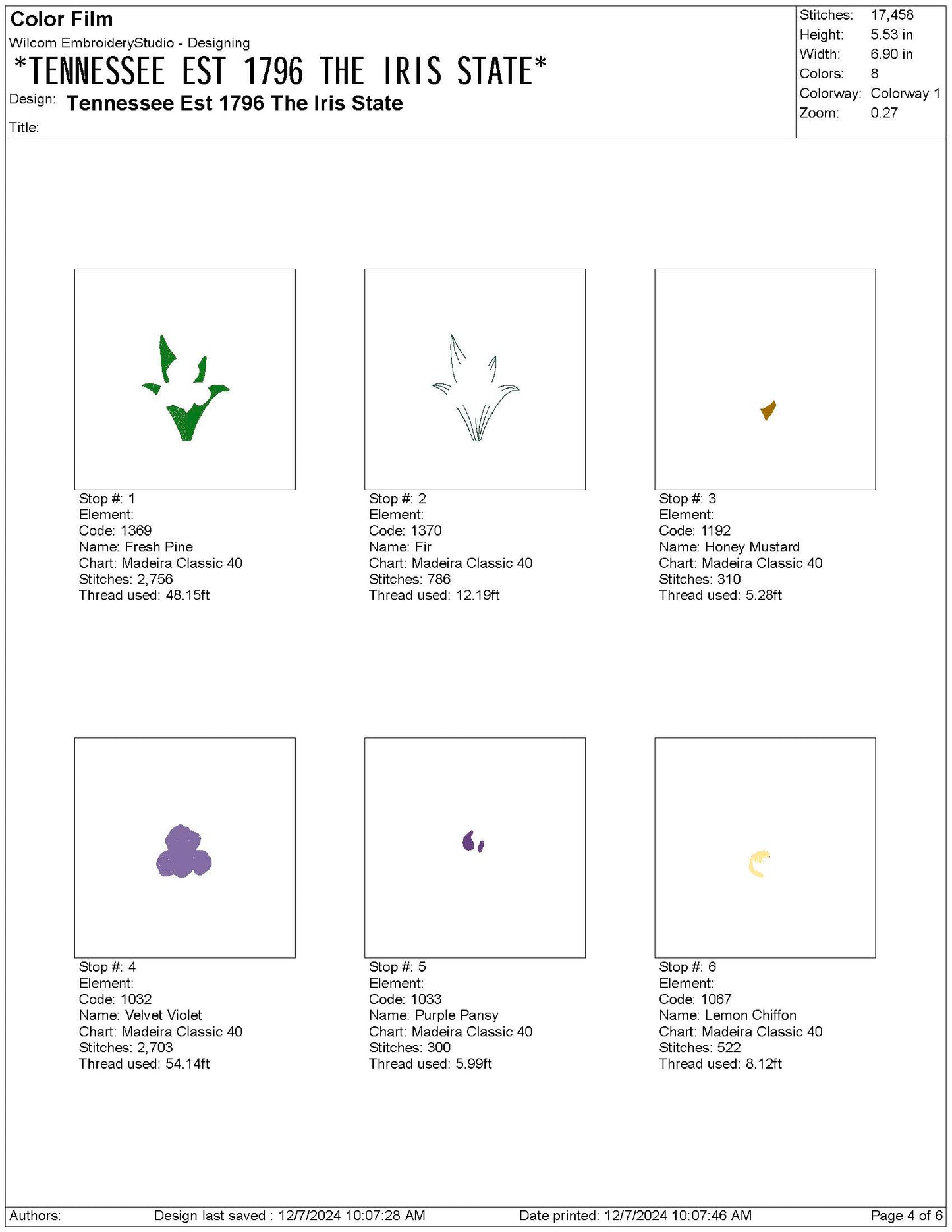 Tennessee State Machine Embroidery File | 6 Sizes