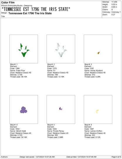 Tennessee State Machine Embroidery File | 6 Sizes