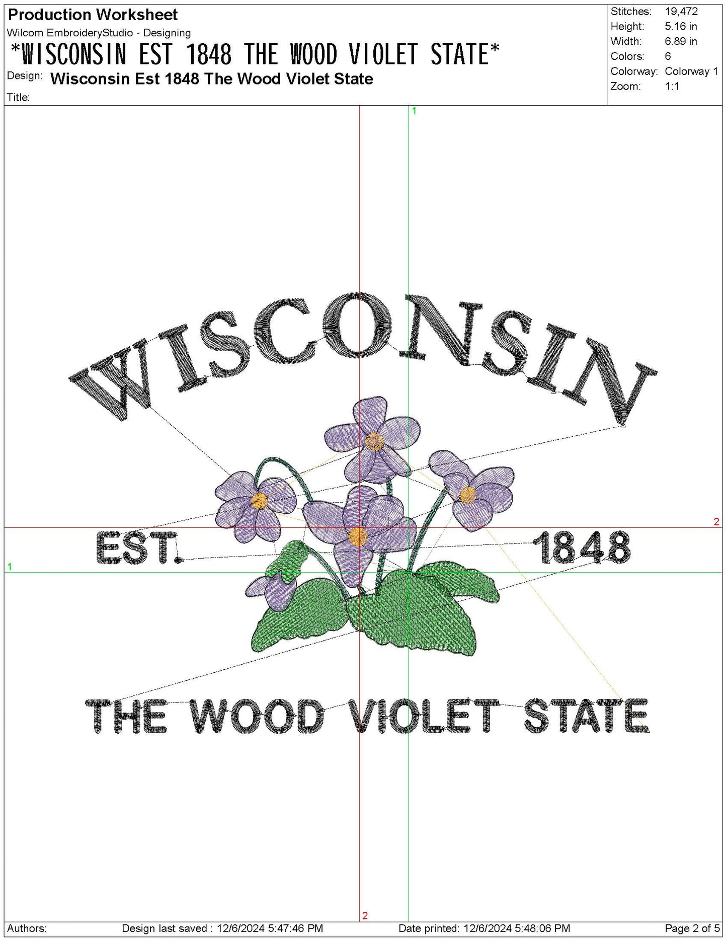 Wisconsin State Machine Embroidery File | 6 Sizes