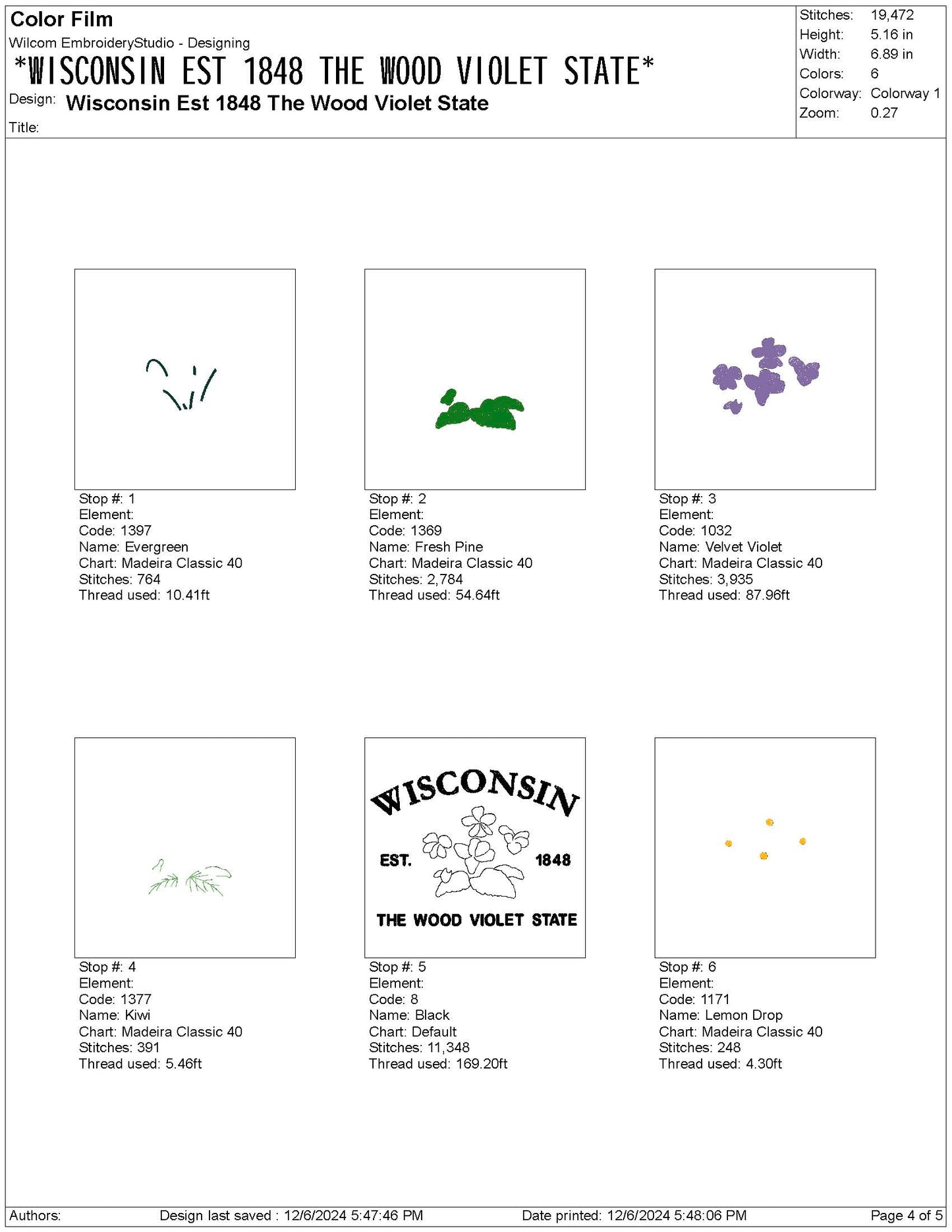 Wisconsin State Machine Embroidery File | 6 Sizes