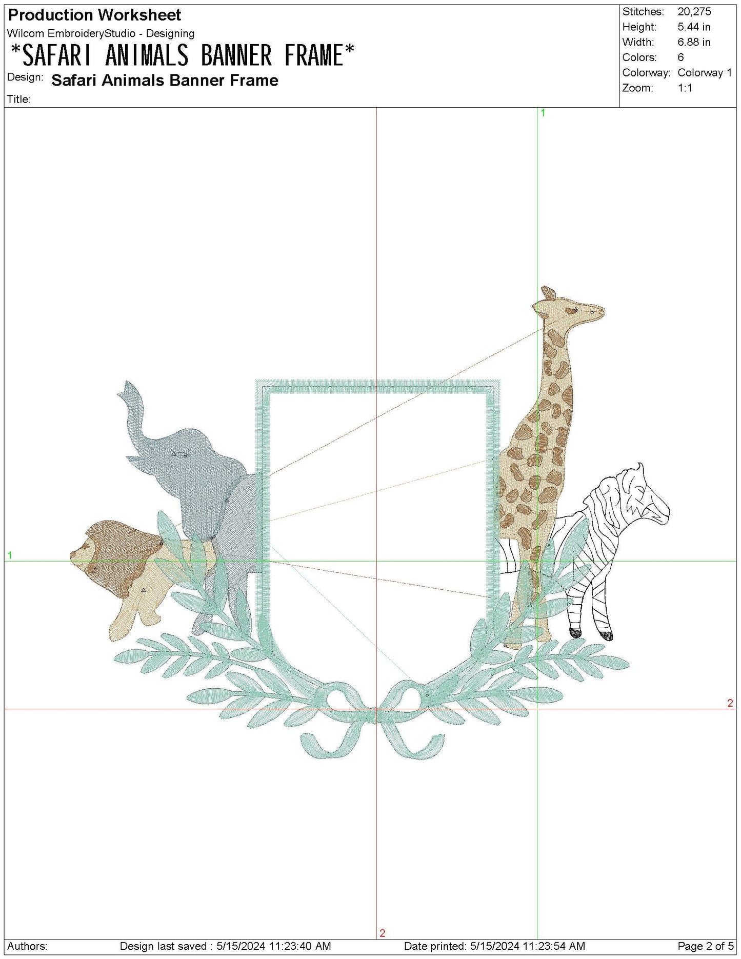 Lion, Elephant, Giraffe, Zebra Animals Machine Embroidery File For Banner | 6 sizes