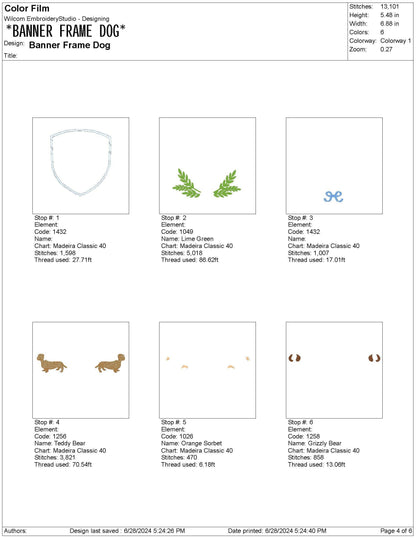 Dachshund Crest Frame Embroidery Design: Dog Machine Embroidery File Dog Mom Crest Frame Embroidery File (PES, DST, JEF More) Digital File