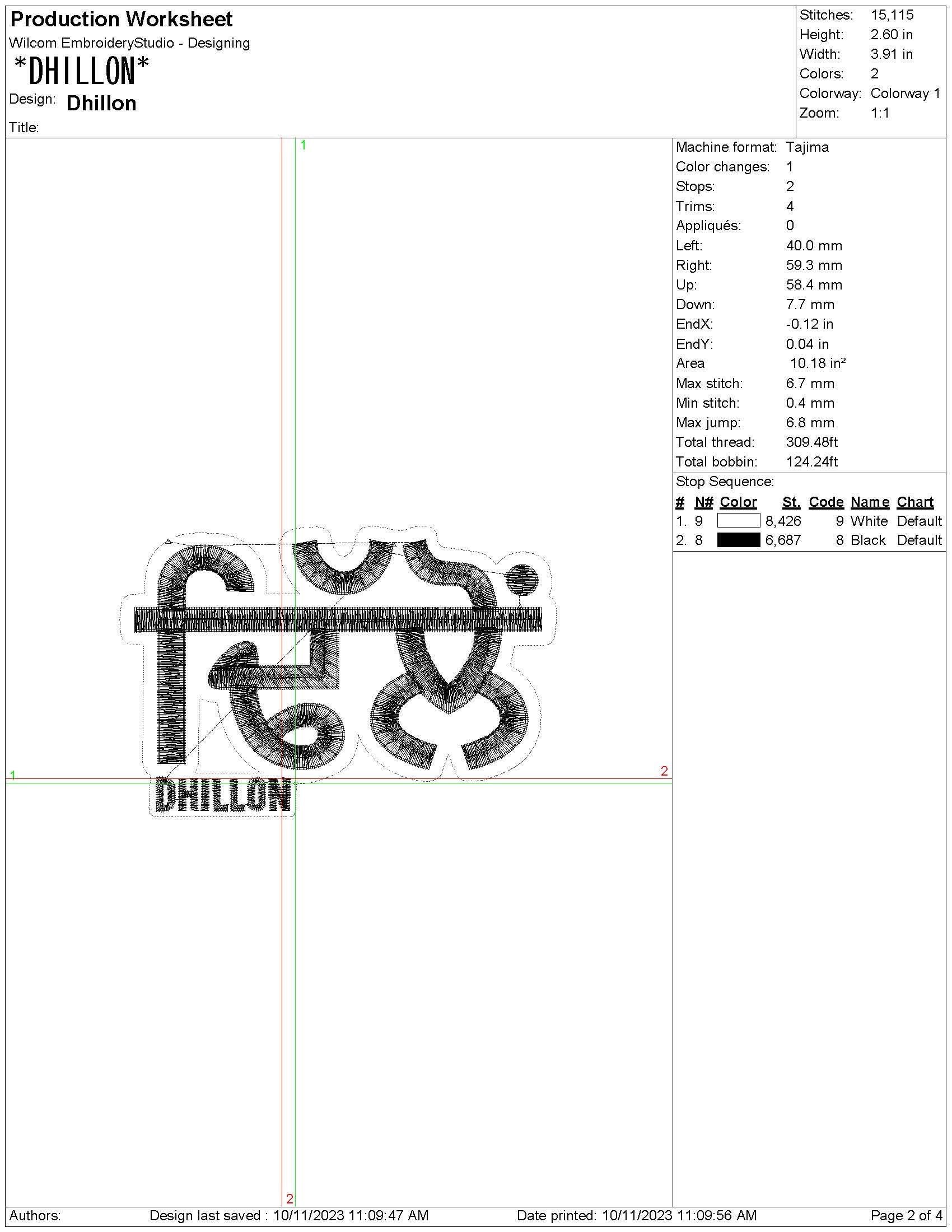 Dhillon Punjabi Embroidery Design: Gurmukhi Script (Digital Product)