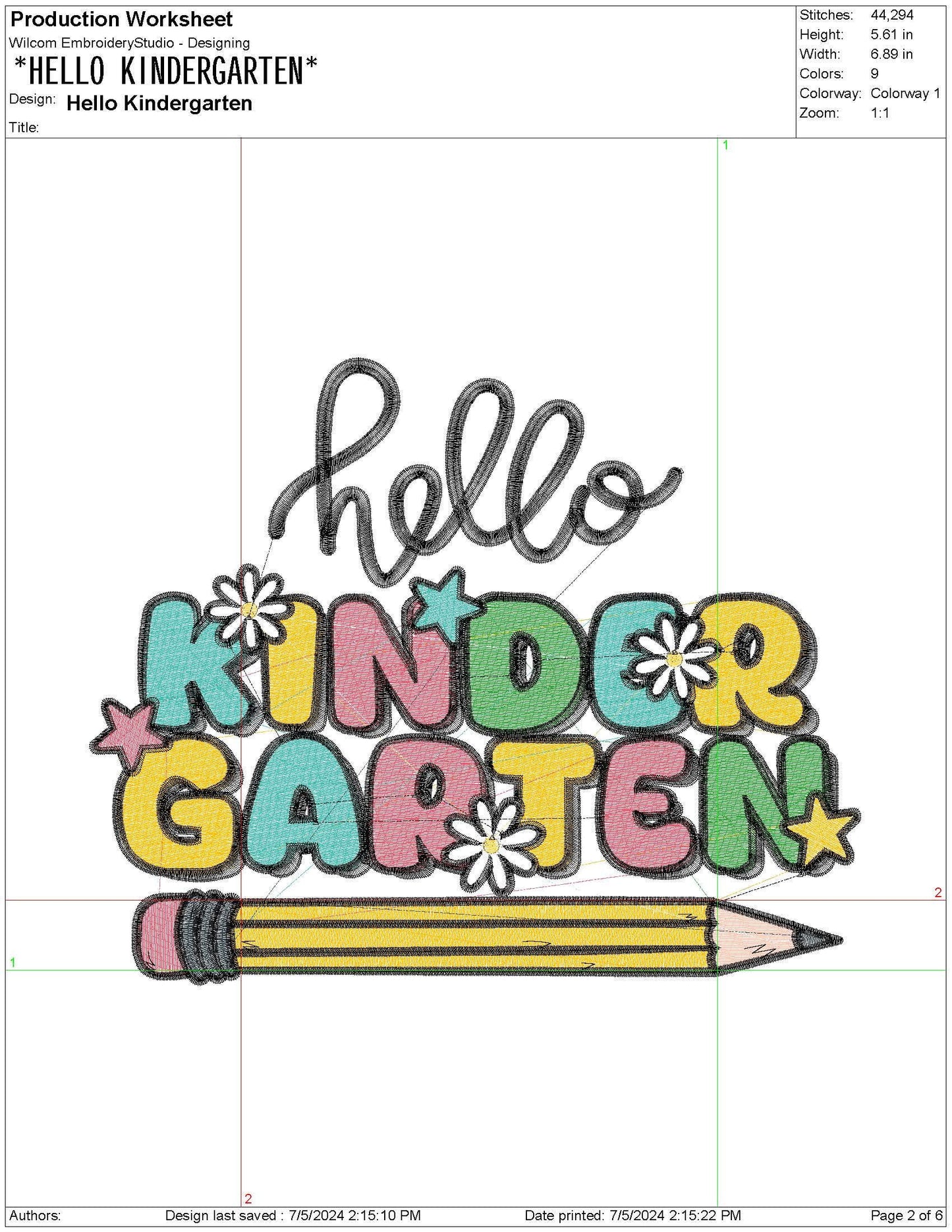 Kindergarten First Day of School Embroidery Design Kindergarten School Machine Embroidery File Teacher School PES Embroidery File Learning