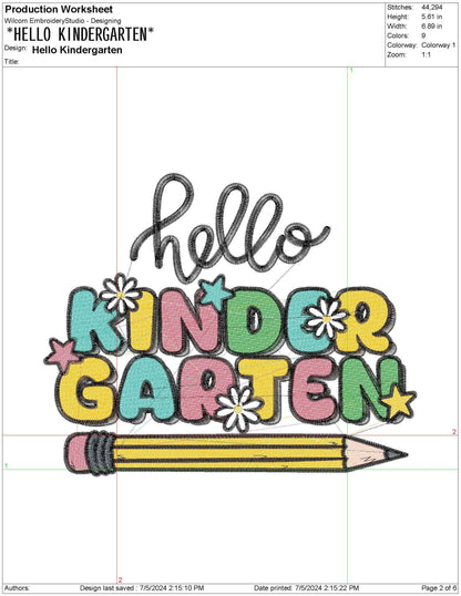 Kindergarten First Day of School Embroidery Design Kindergarten School Machine Embroidery File Teacher School PES Embroidery File Learning