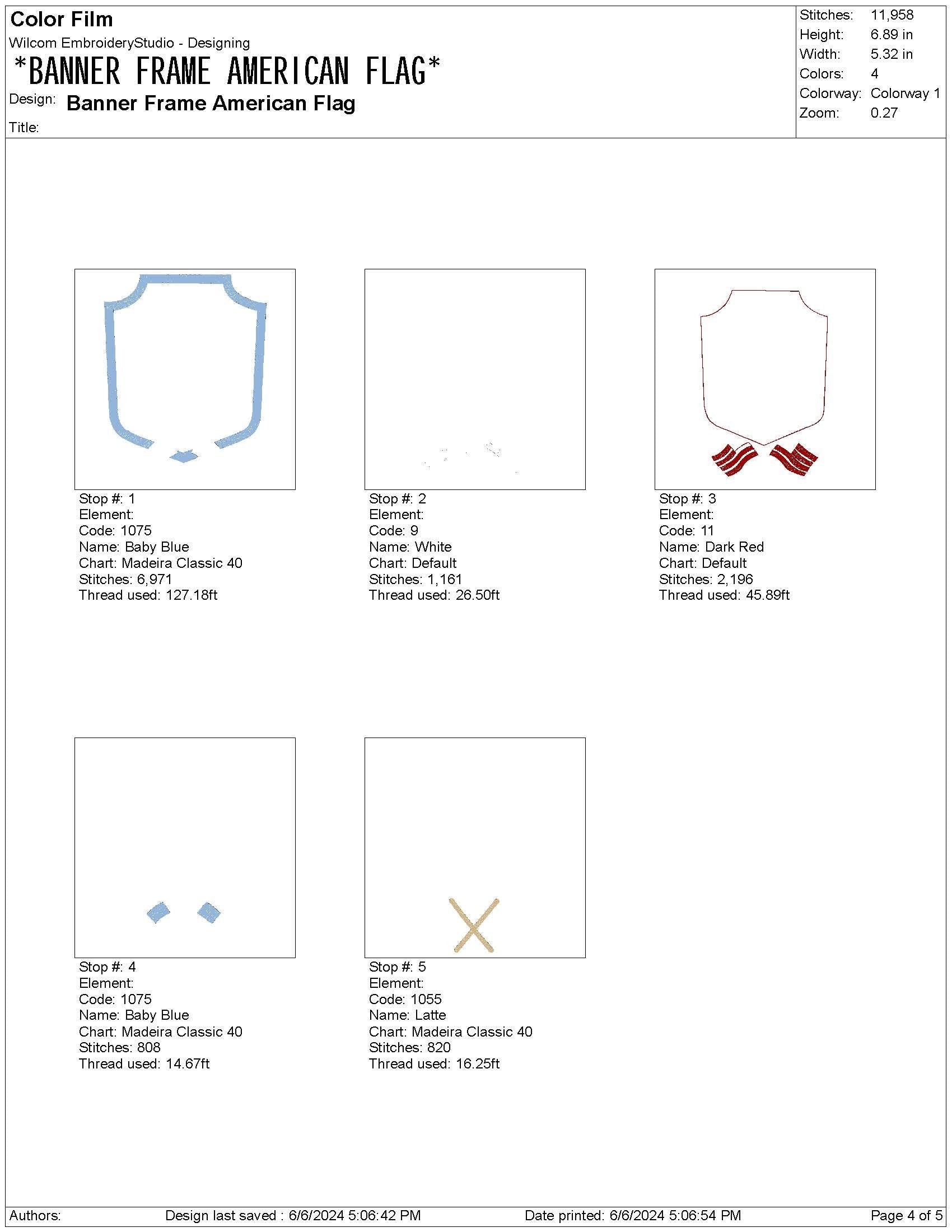Baby Name Banner Embroidery Crest Designs: Boy Embroidery Banner Frame Design with Flags for 4th Of July Frame Banner or Wedding Crest