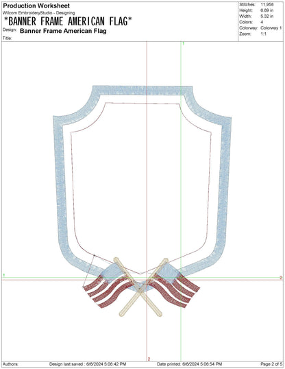 Baby Name Banner Embroidery Crest Designs: Boy Embroidery Banner Frame Design with Flags for New Years Frame Banner or Wedding Crest