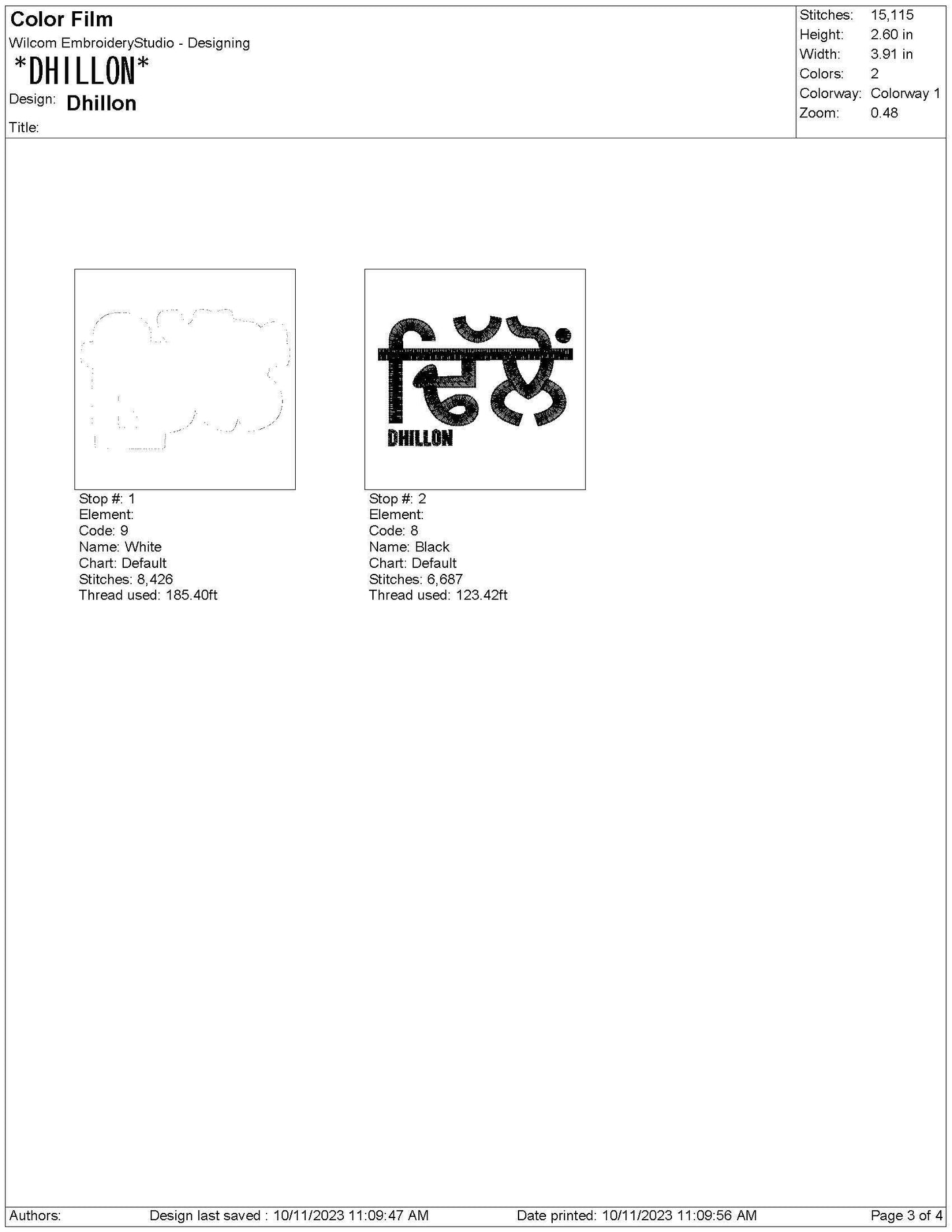 Dhillon Punjabi Embroidery Design: Gurmukhi Script (Digital Product)