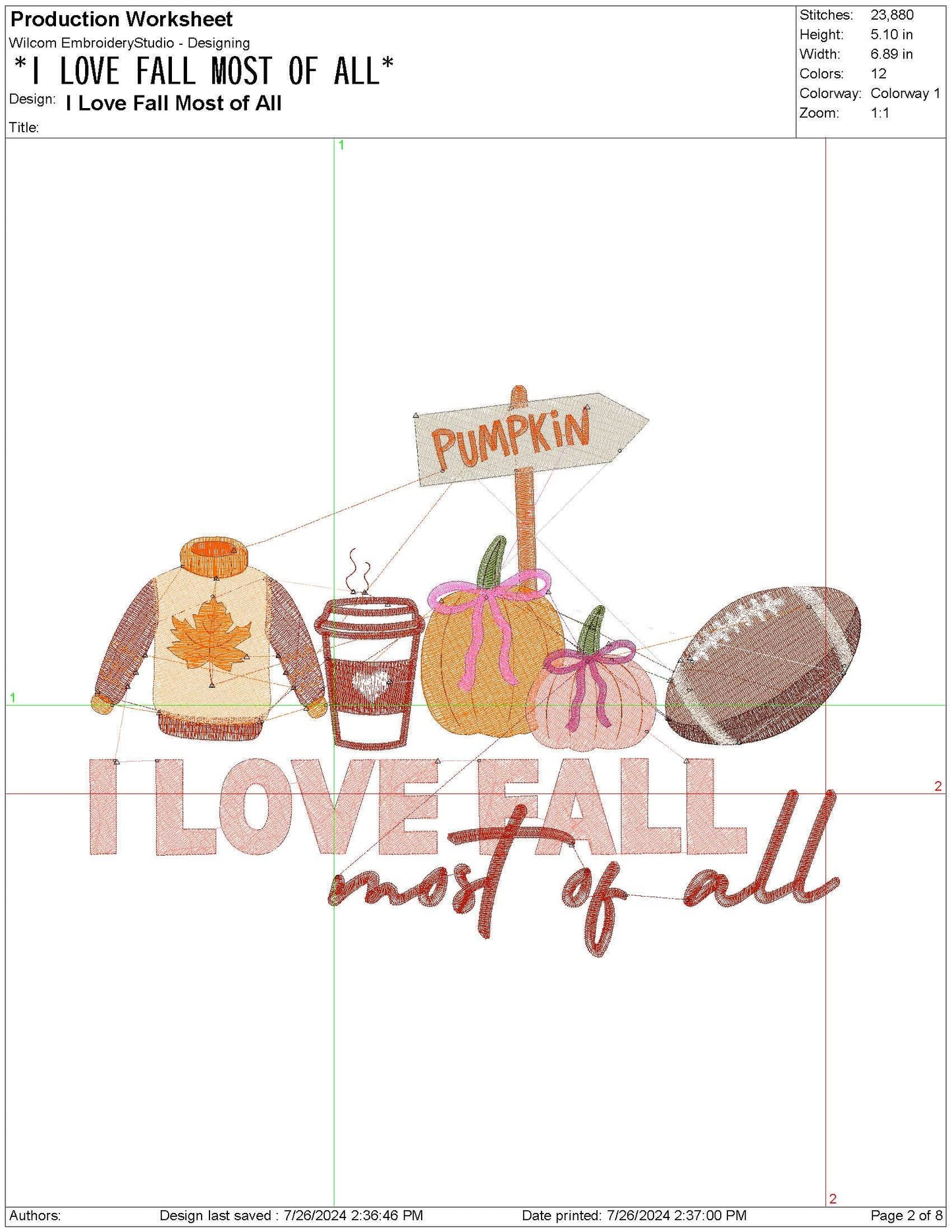 I Love Fall Most of All Embroidery pes dgt dst exp hus inf jef  Embroidery Machine File Football Fall Gift for Her