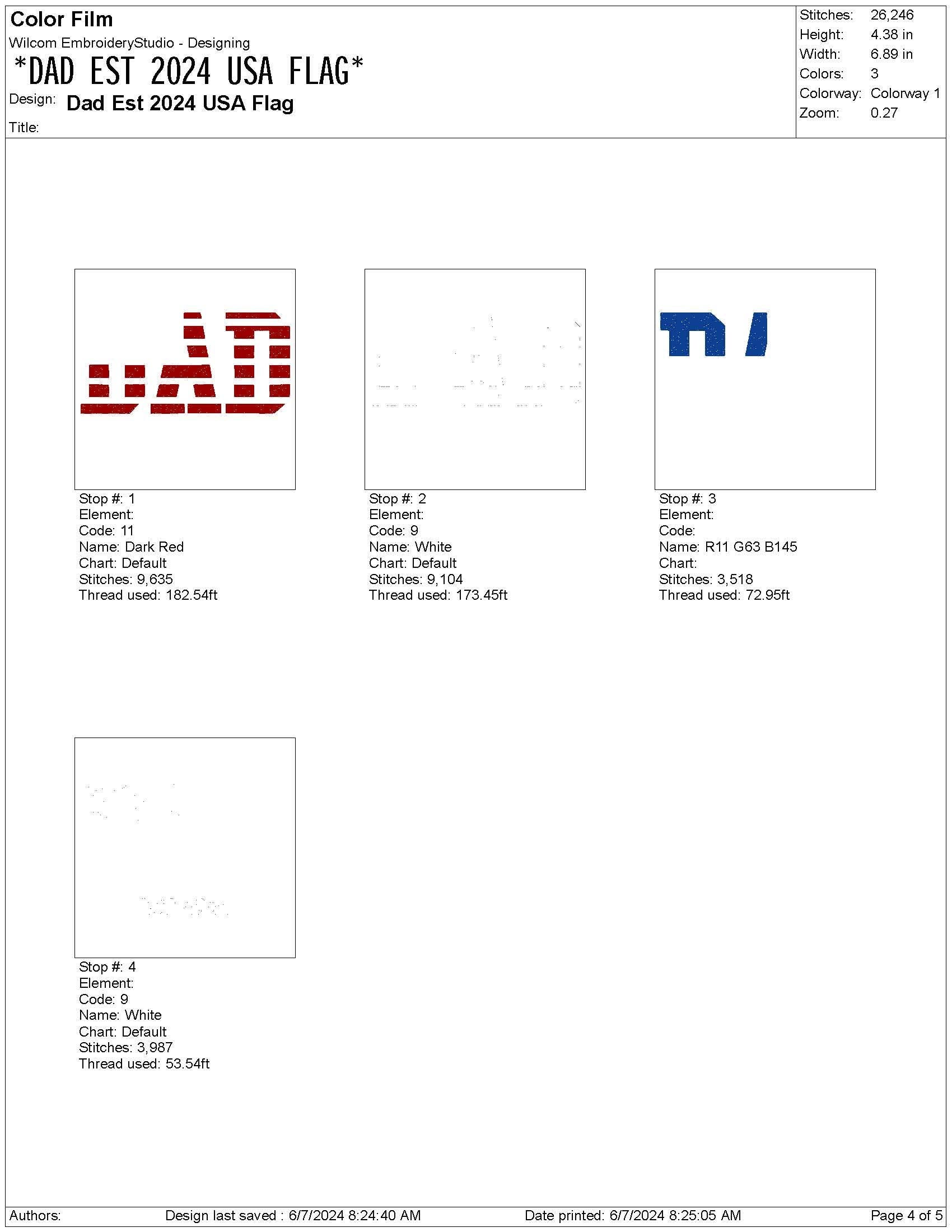 Dad Est 2024/2025 USA Flag Embroidery Design (Digital Download)